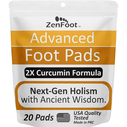 ZenFoot Advanced Foot Pads front view showing turmeric and zeolite formula.