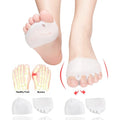 JUMPOW Metatarsal Pads front view showing white silicone gel design for foot pain relief.