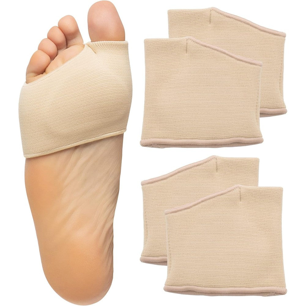 ZenToes Metatarsal Pads front view showing beige fabric sleeves for foot pain relief.