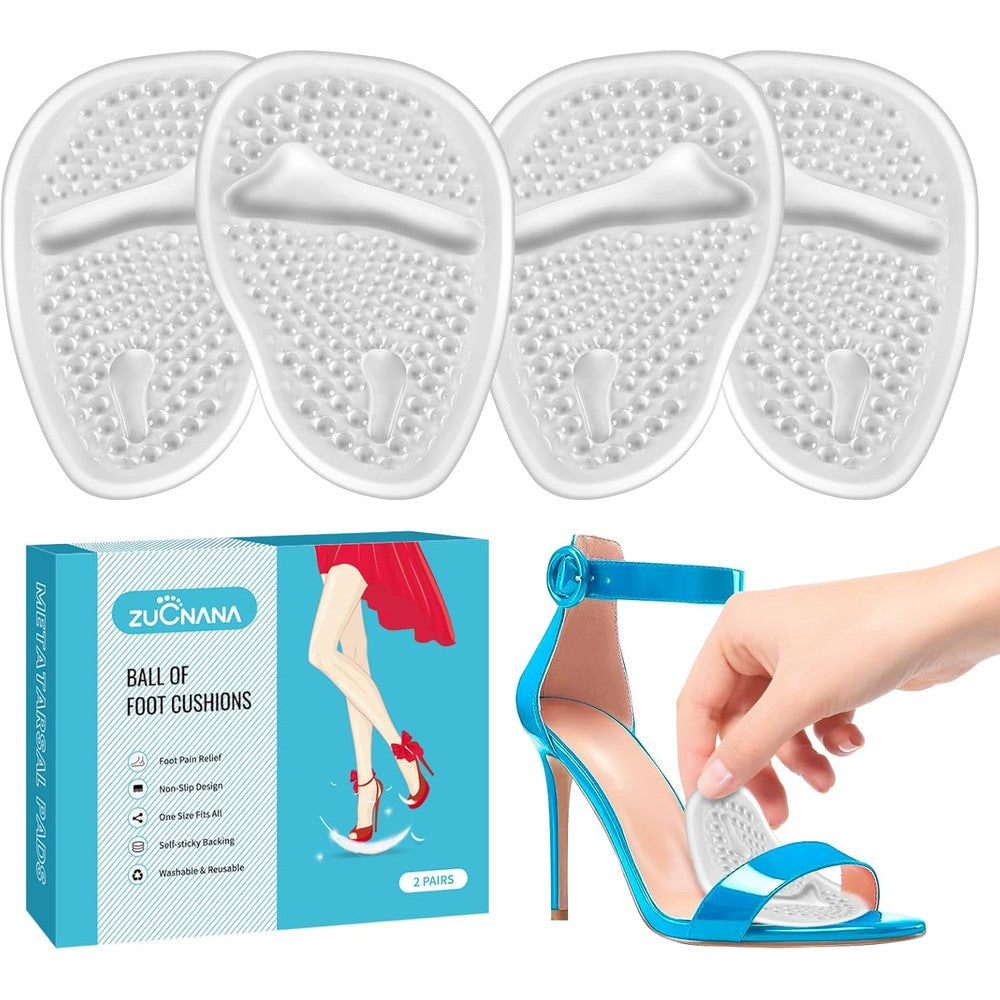 ZUCNANA Ball of Foot Cushions front view clear gel inserts