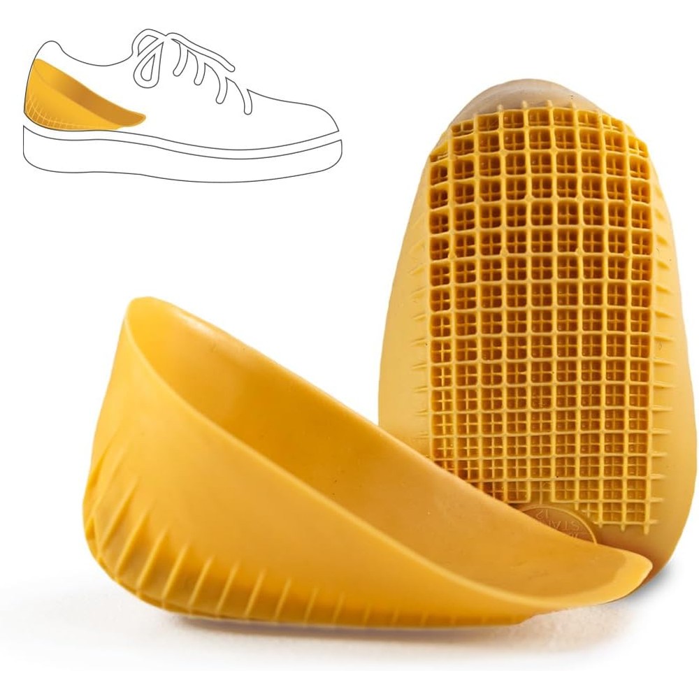 Tuli's Classic Heel Cups yellow pair front view for heel pain relief.