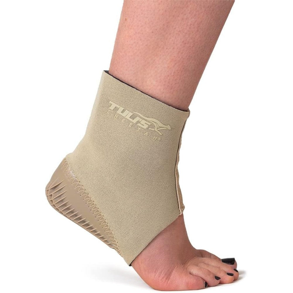 Tuli's Cheetah Gen2 Heel Cup front view compression sleeve for gymnasts.