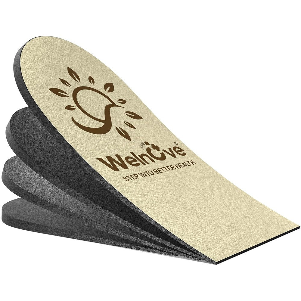 Welnove adjustable orthopedic heel lift inserts front view for leg length discrepancy.
