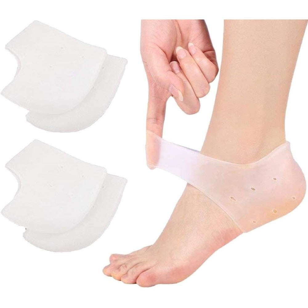 VivoFoot Gel Heel Protectors front view silicone sleeves for foot pain relief.
