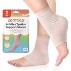 ZenToes Achilles Tendon Support Sleeve front view showing beige compression fabric.