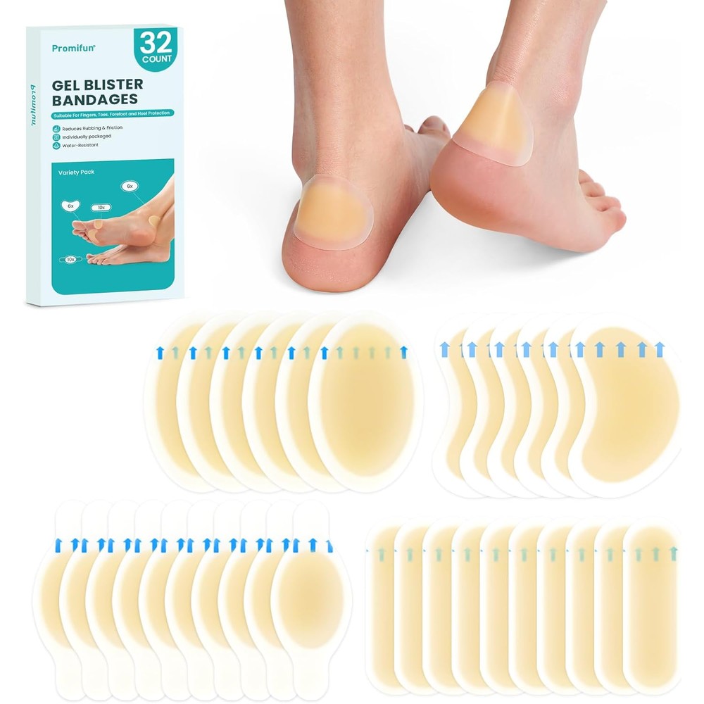 Promifun Hydrocolloid Gel Blister Bandages front view 32 count variety pack