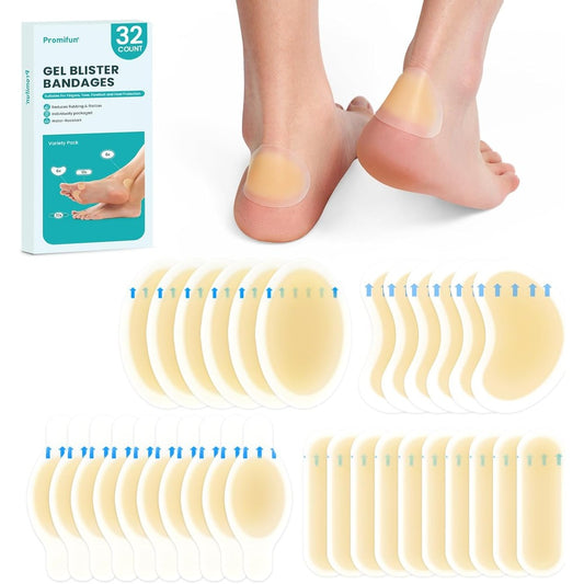 Promifun Hydrocolloid Gel Blister Bandages front view 32 count variety pack