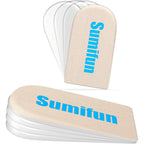 Sumifun 4-layer gel heel lift inserts beige front view for orthopedic support.