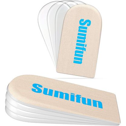 Sumifun 4-layer gel heel lift inserts beige front view for orthopedic support.