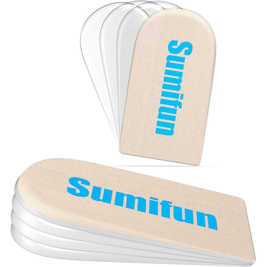 Sumifun 4-layer gel heel lift inserts beige front view for orthopedic support.