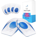 Figly Heel Cushions front view showing blue gel insert for plantar fasciitis relief.