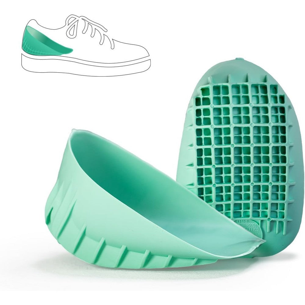 Tuli's Heavy Duty Heel Cups front view showing green waffle design