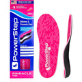 PowerStep Pinnacle Pink Orthotics for women front view featuring pink fabric top.