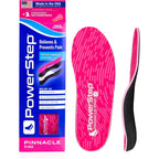 PowerStep Pinnacle Pink Orthotics for women front view featuring pink fabric top.