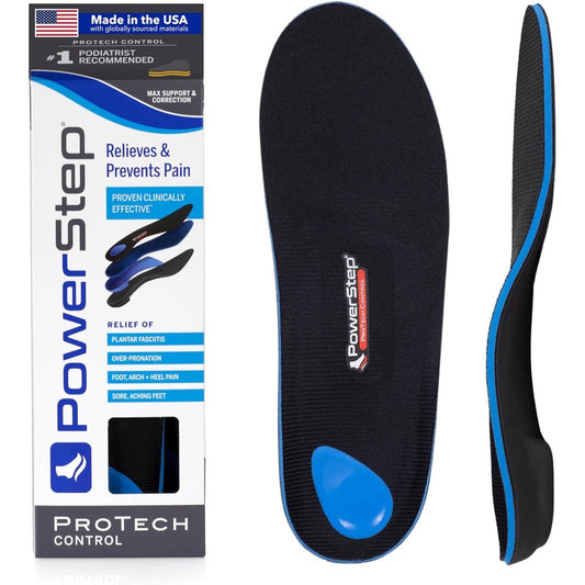 PowerStep ProTech Control Orthotic Insoles front view medical grade arch support.