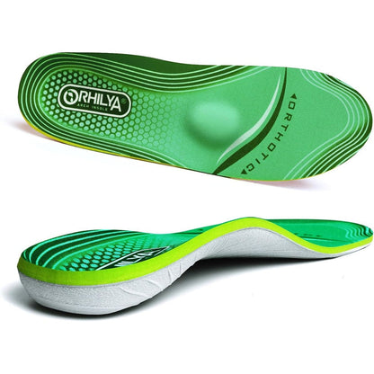 ORHILYA high arch support orthotic insoles front view for plantar fasciitis relief.