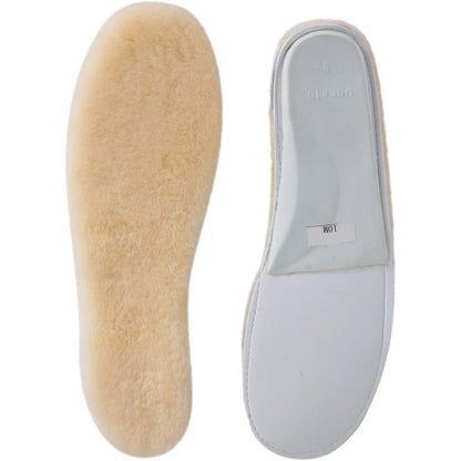 ABUSA Genuine Sheepskin Insoles front view showing thick wool fleece texture.