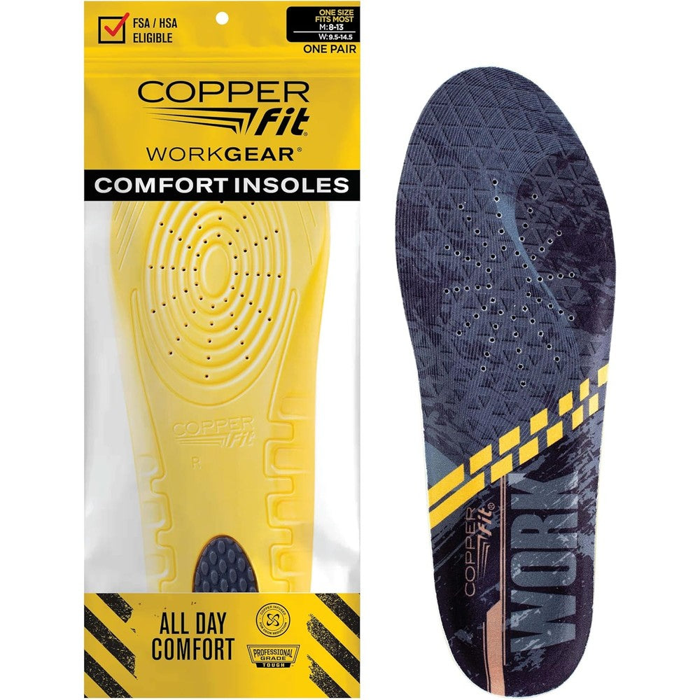 Copper Fit Unisex Work Gear Comfort Insoles front view high impact cushioning