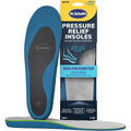Dr. Scholl's Pressure Relief Insoles front view showing blue cushioning foam for neuropathy relief.