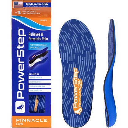 PowerStep Pinnacle Low orthotic insoles front view for flat feet support