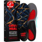 CRUVHEAL Work Orthotic Insoles front view showing blue gel cushioning for foot pain relief.