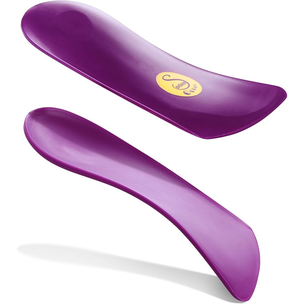 Samurai Insoles Ninjas purple arch support inserts front view for plantar fasciitis relief.