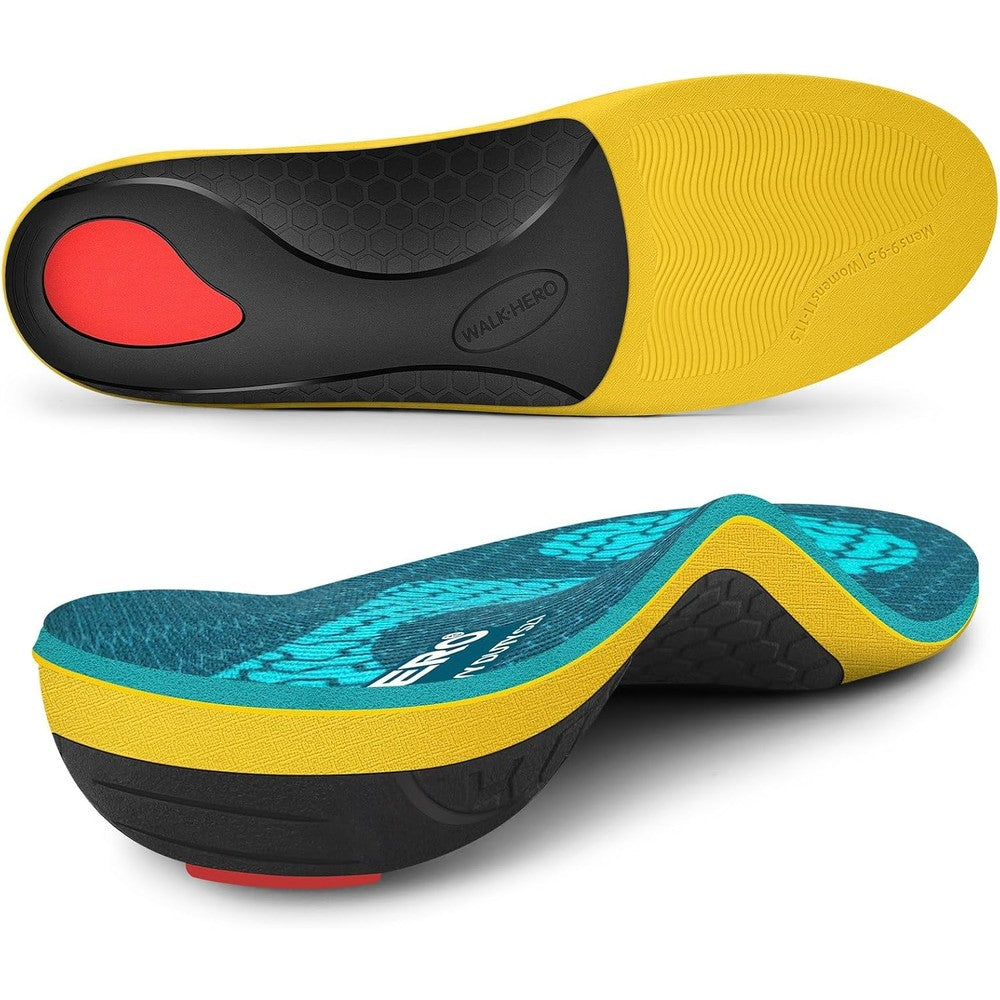 WalkHero Heavy Duty Pain Relief Insoles front view high arch support.