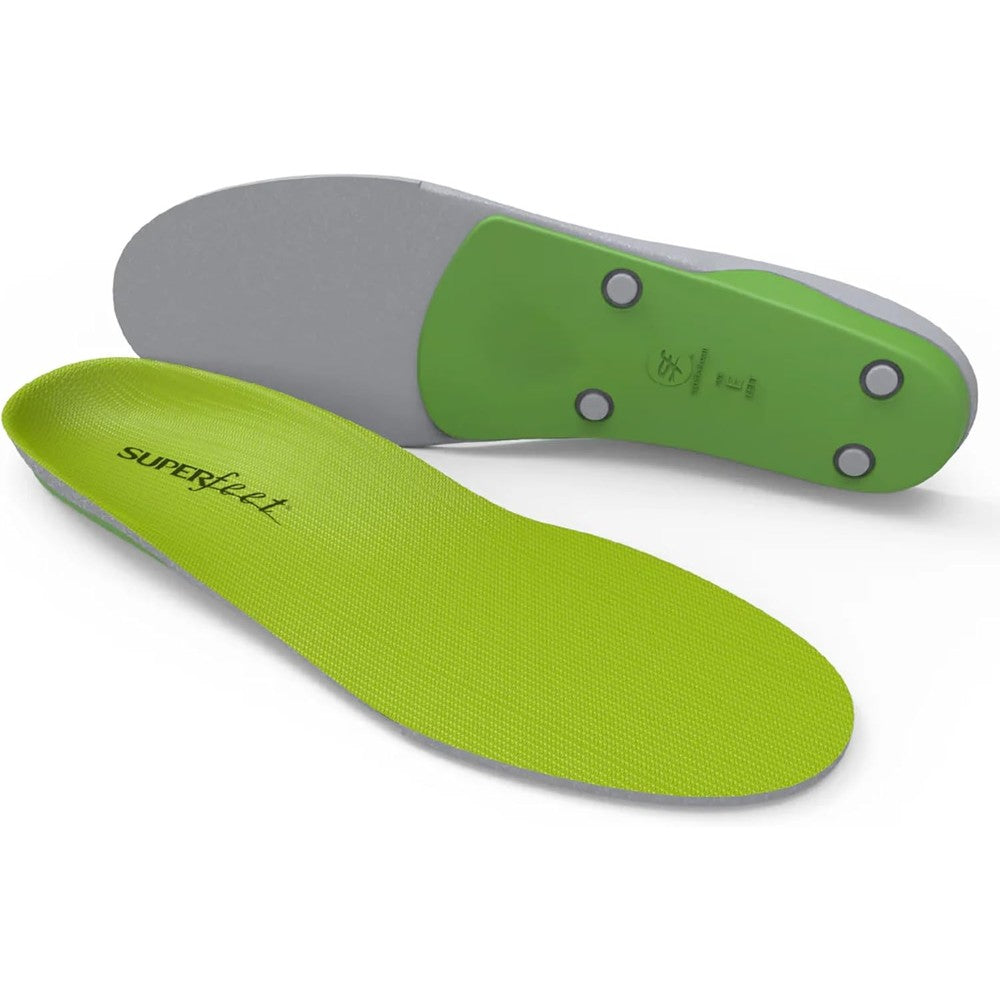 Superfeet Green All-Purpose High Arch Insoles front view orthotic support