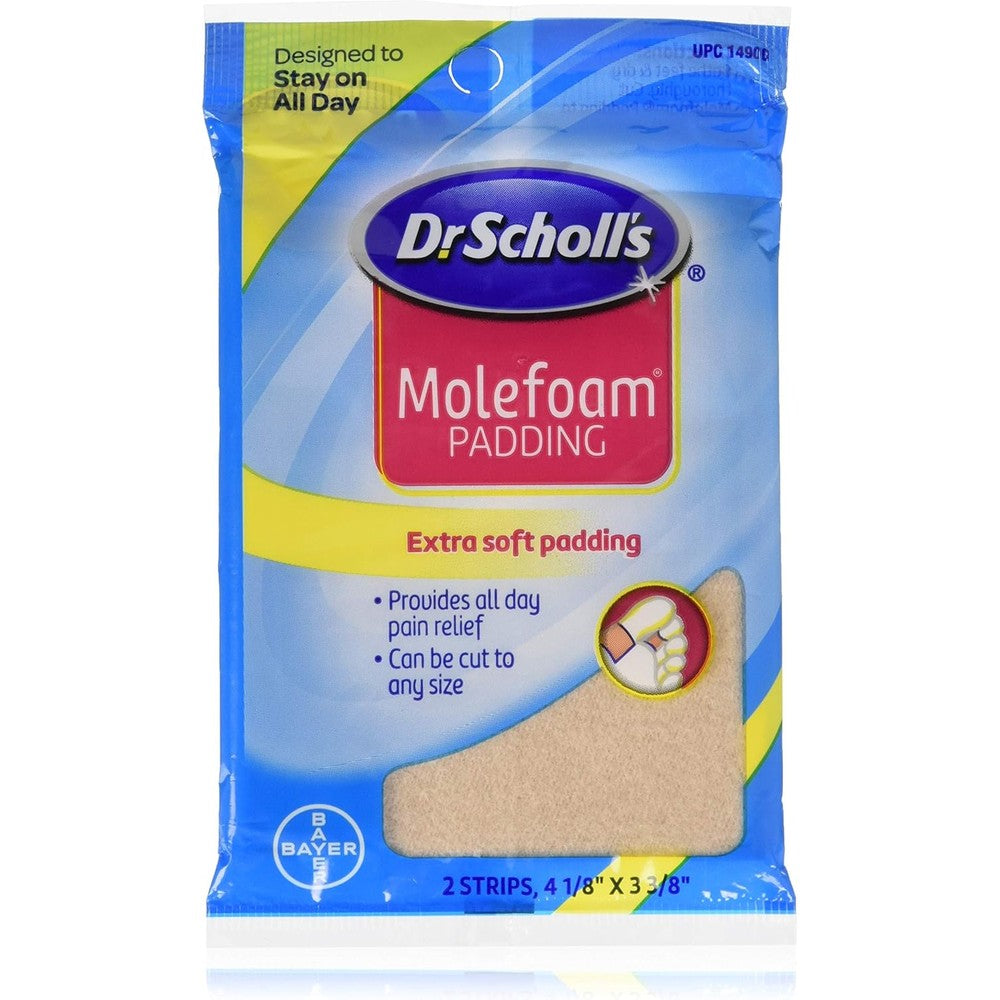 Dr. Scholl's Molefoam CS6 front packaging view for foot pain relief.