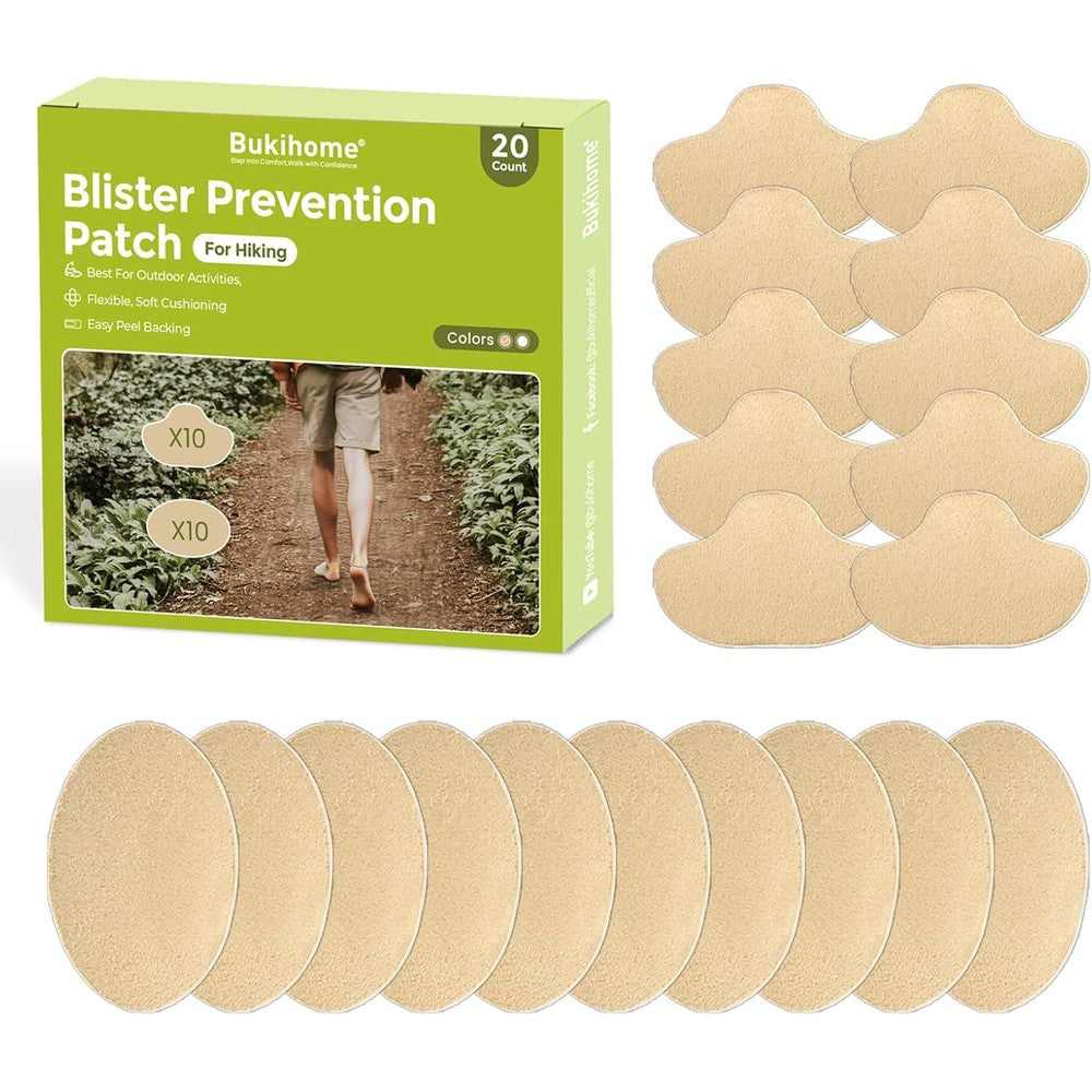 Bukihome Upgraded Foam Moleskin Adhesive Pads front packaging view for foot care.