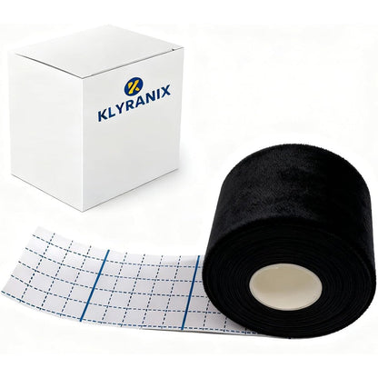 Klyranix Moleskin for Blisters front view of black adhesive roll for foot protection.