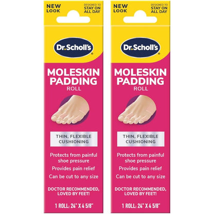 Dr. Scholl's Moleskin Plus Padding Roll front view for foot pain relief