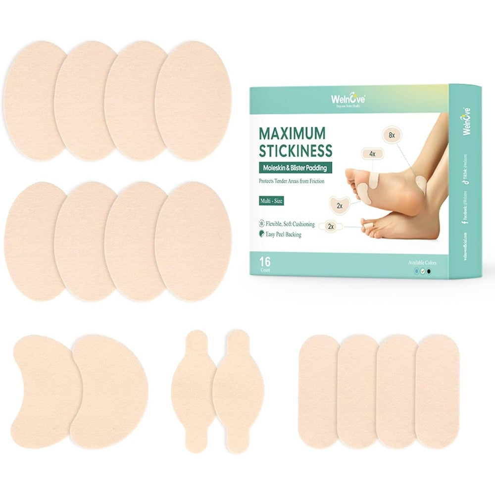 Welnove Moleskin Adhesive Pads front view for blister prevention