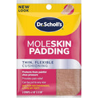 Dr. Scholl's Moleskin Padding Strips front packaging showing foot pain relief benefits.