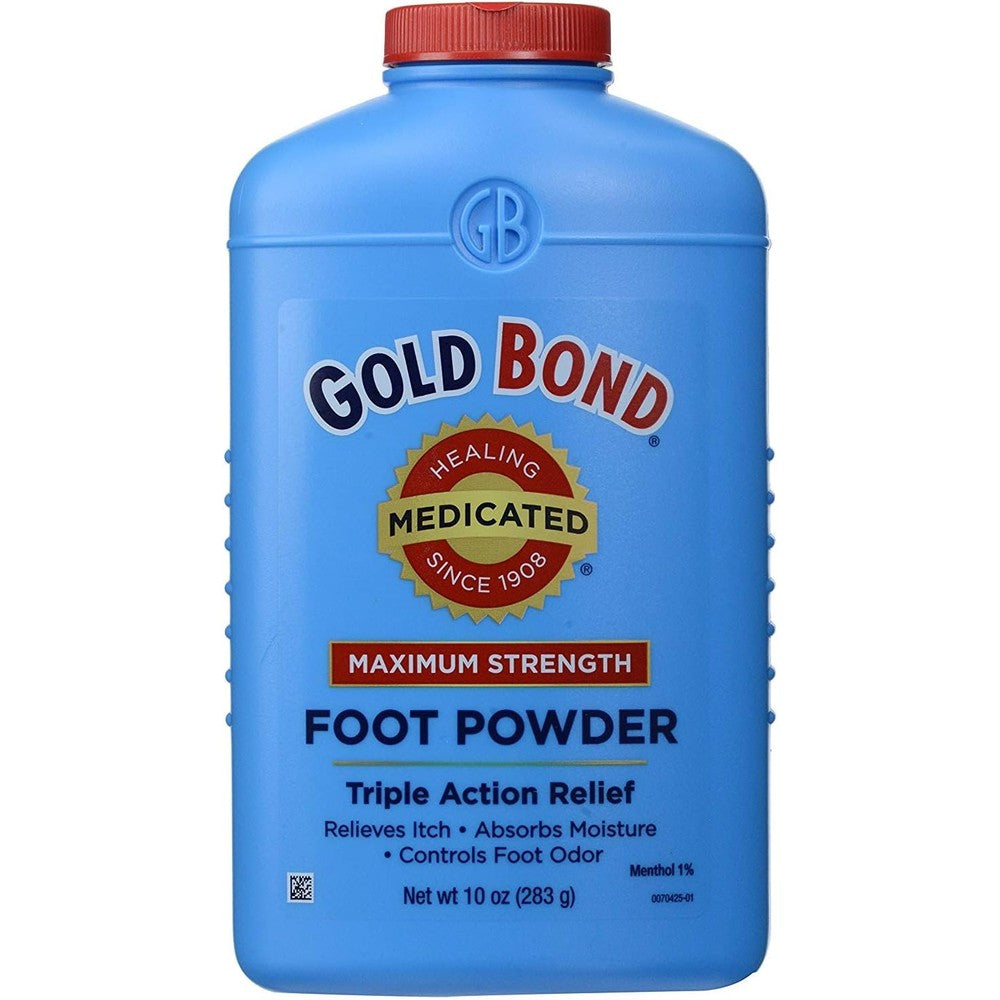 Gold Bond Medicated Foot Powder 10 Ounce front view bottle