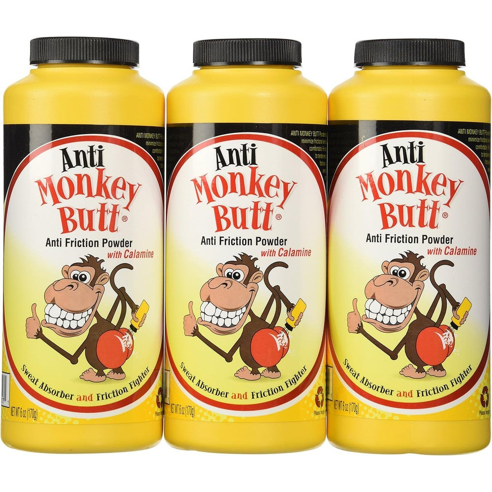 Anti Monkey Butt Anti Friction Powder 3 pack front view for sweat absorption