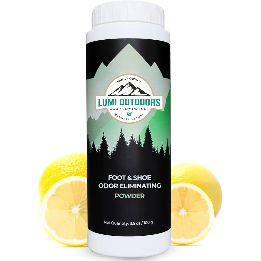 Lumi Outdoors Natural Foot Powder front view shoe deodorizer