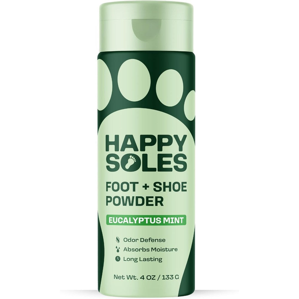 Happy Soles Foot and Shoe Deodorizer Powder Spray Lemongrass front view for odor control