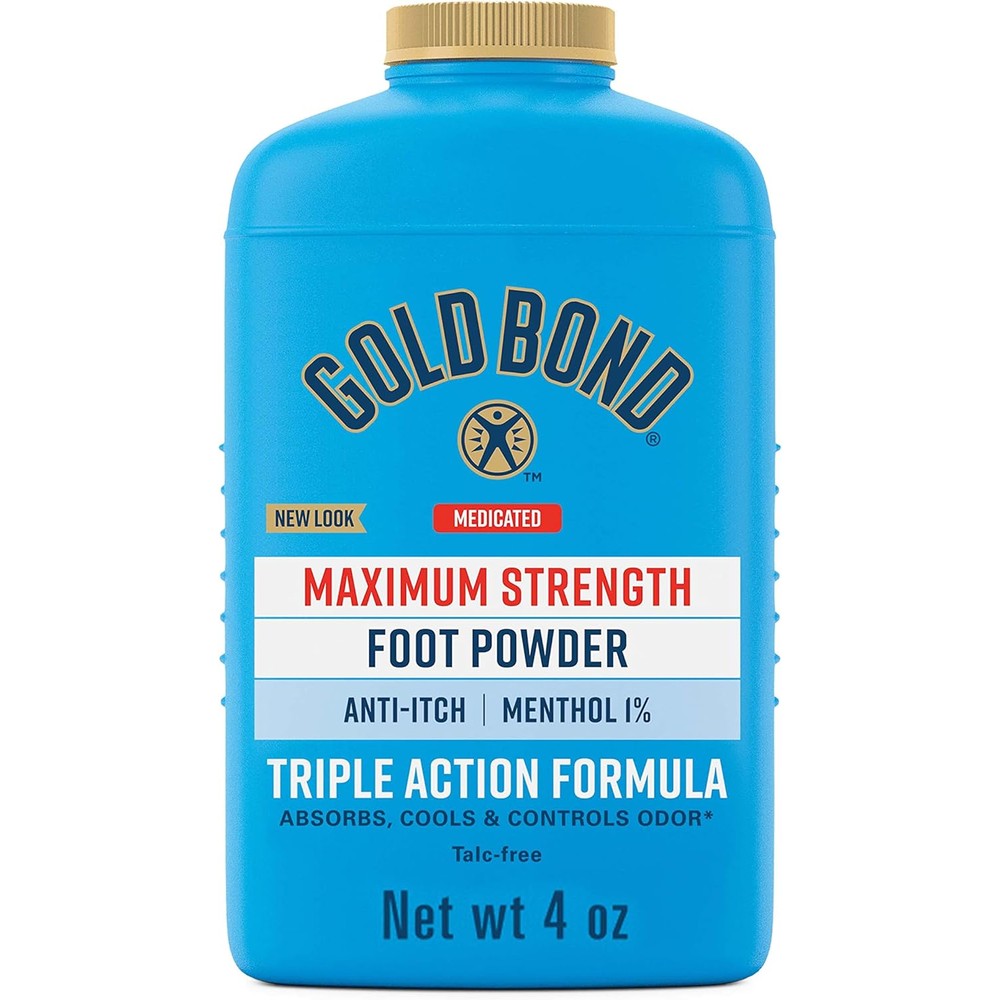 Gold Bond Maximum Strength Medicated Foot Powder 4 Ounce bottle front view