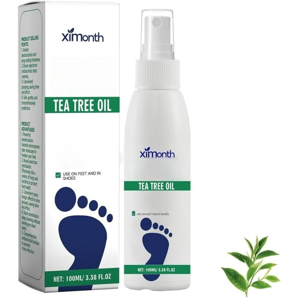 Ximonth Tea Tree Oil Foot Spray 100ml front view bottle for natural antifungal protection