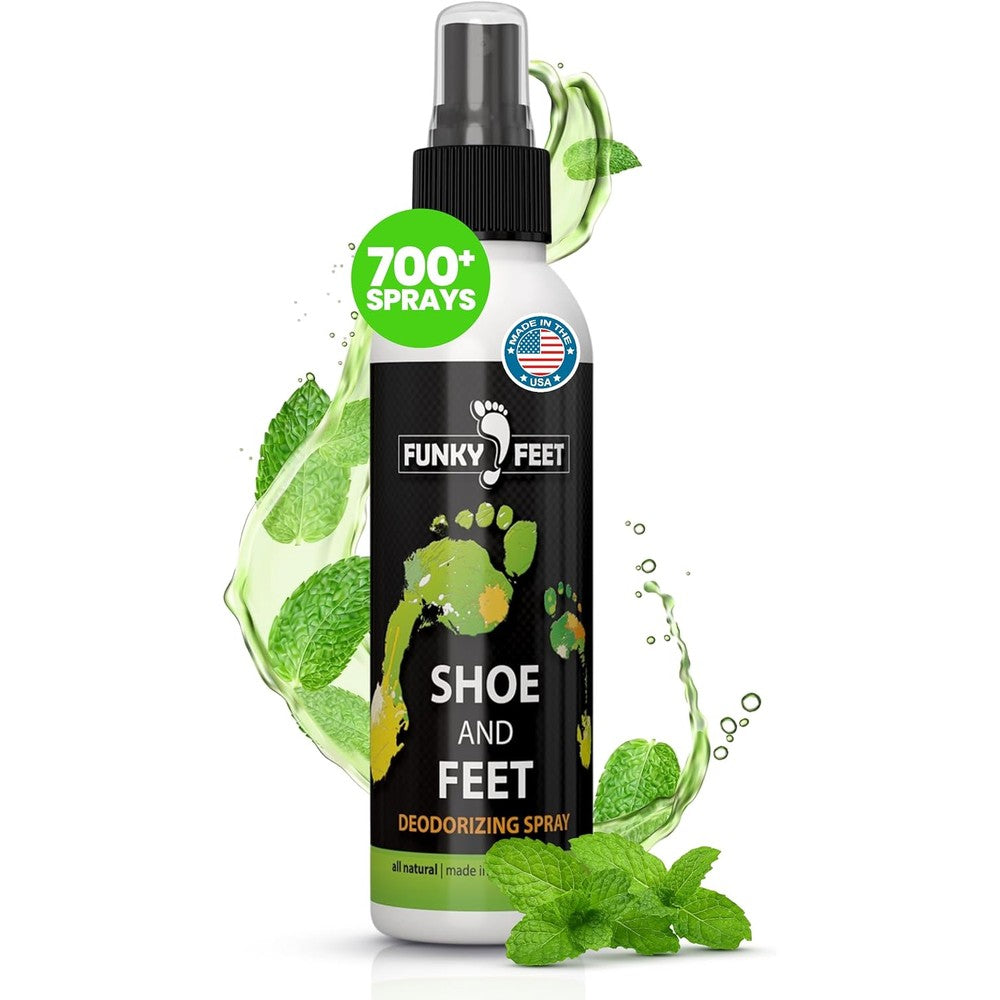 Funky Feet Shoe Deodorizer Spray 4 Ounce front view natural foot spray.