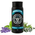 Friendly Foot Natural Shoe Deodorizer Powder front view showing lavender and mint scent labels.