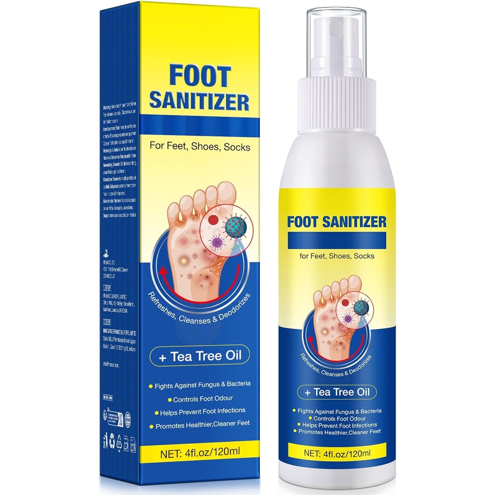 QRZBPZWE Tea Tree Oil Foot Spray front view for odor control