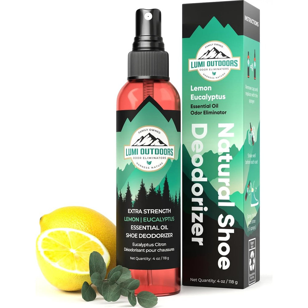 Lumi Outdoors Natural Shoe Deodorizer Spray front view 4 ounce bottle