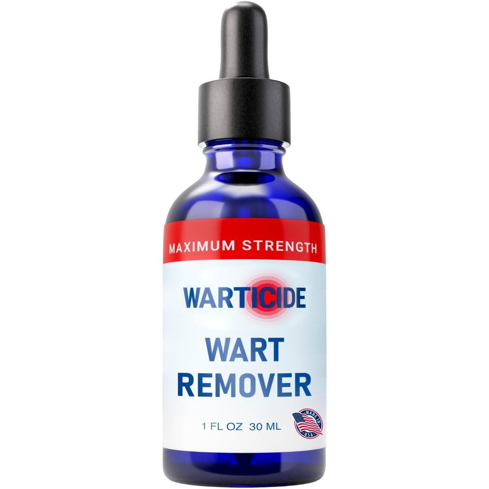 Warticide Liquid Wart Remover front view bottle with dropper for plantar wart treatment.
