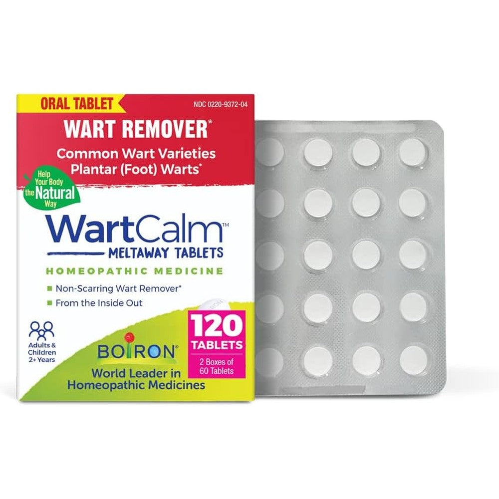Boiron WartCalm 120 count pack front view for homeopathic wart removal