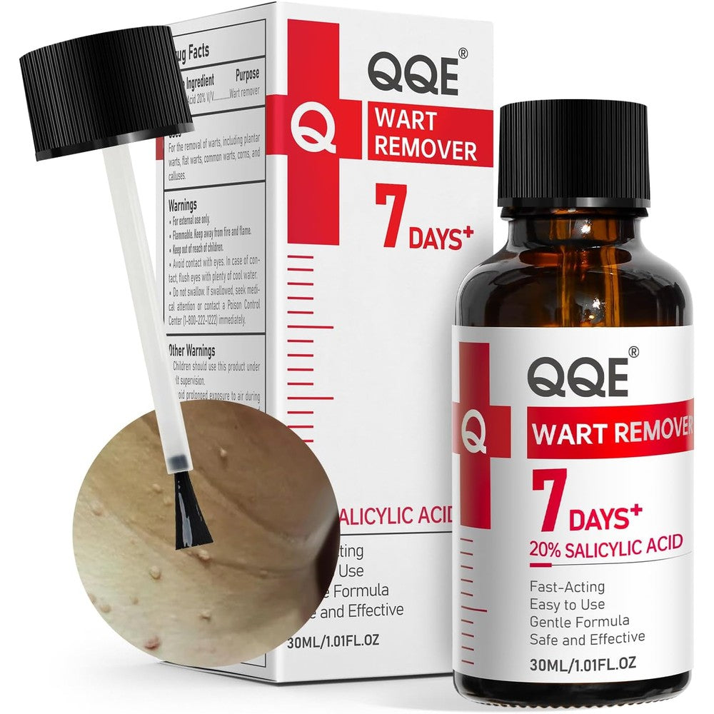 QQE 20 Percent Salicylic Acid Wart Remover Liquid bottle front view for professional wart treatment.