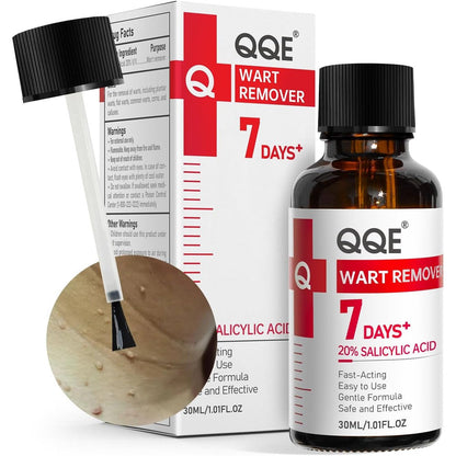 QQE 20 Percent Salicylic Acid Wart Remover Liquid bottle front view for professional wart treatment.