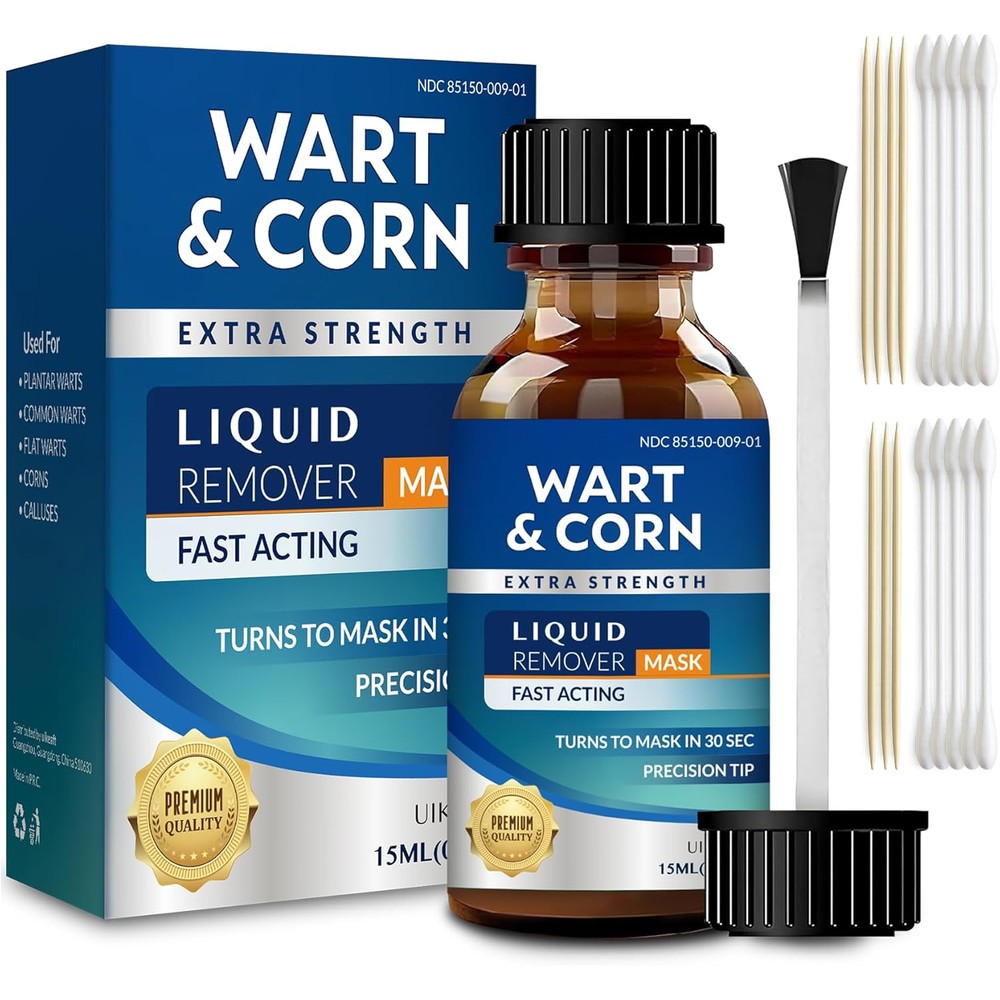 Uikeaft Wart Corn Remover front view of maximum strength salicylic acid liquid bottle.
