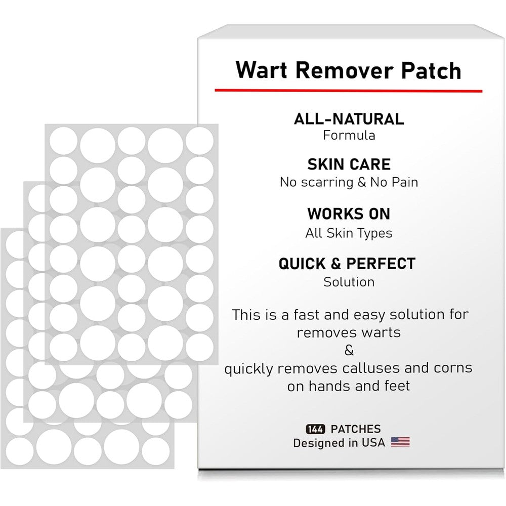 WABRINY Wart Remover Patches front view of 144 count packaging for skin blemish treatment.